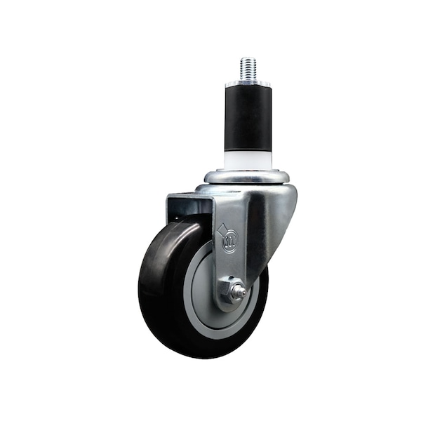 3.5'' SS Black Poly Wheel Swivel 1-1/2'' Expanding Stem Caster